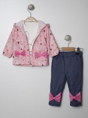 Wholesale Baby Girls 3-Piece Jacket Pants and Long Sleeve T-Shirt 6-18M Lummy Baby 2010-9073 Salmon Color 