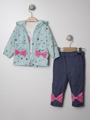 Wholesale Baby Girls 3-Piece Jacket Pants and Long Sleeve T-Shirt 6-18M Lummy Baby 2010-9073 Mint Green 