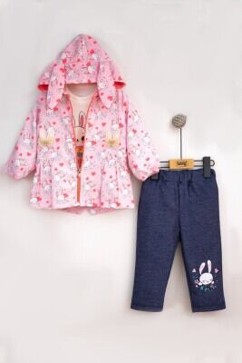 Wholesale Baby Girls 3-Piece Jacket Pants and Long Sleeve T-Shirt Set 6-18 Lummy Baby 2010-9027 Blanced Almond