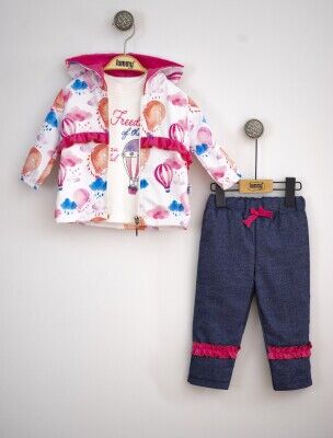 Wholesale Baby Girls 3-Piece Jacket Pants and Long Sleeve T-Shirt Set 6-18M Lummy Baby 2010-9021 White