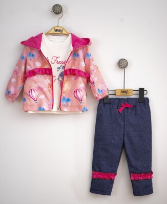 Wholesale Baby Girls 3-Piece Jacket Pants and Long Sleeve T-Shirt Set 6-18M Lummy Baby 2010-9021 Salmon Color 