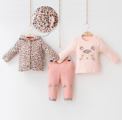 Wholesale Baby Girls 3-Piece Jacket Set with Pants and Body 6-18M Minizeyn 2014-8001 Dusty Rose
