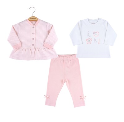 Wholesale Baby Girls 3-Piece Newborn Set 0-9M Ciccimbaby 1043-4845 Pink