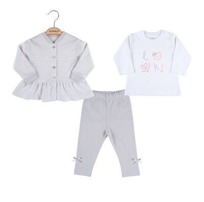 Wholesale Baby Girls 3-Piece Newborn Set 0-9M Ciccimbaby 1043-4845 - Ciccimbaby (1)