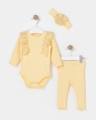 Wholesale Baby Girls 3-Piece Onesies And Pants Set With HeadBand 6-18M Bupper Kids 1053-23943 - Bupper Kids