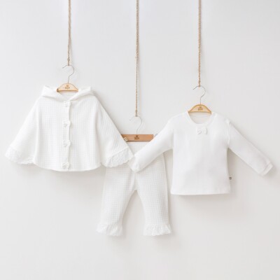 Wholesale Baby Girls 3-Piece Poncho Pants and Blouse Set 6-18M Minizeyn 2014-8008 - Minizeyn (1)