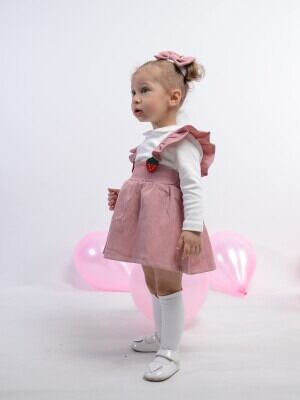 Wholesale Baby Girls 3-Piece Set With Dress 6-18M Serkon Baby&Kids 1084-M0364 Dusty Rose