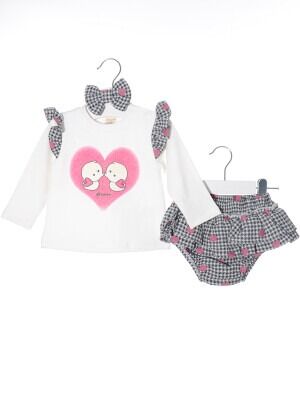 Wholesale Baby Girls 3-Piece Set With Skirt 3-12M Serkon Baby&Kids 1084-M0149 Fuschia