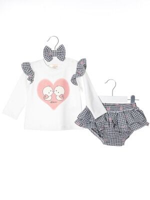 Wholesale Baby Girls 3-Piece Set With Skirt 3-12M Serkon Baby&Kids 1084-M0149 Dusty Rose