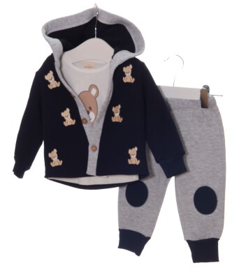 Wholesale Baby Girls 3-Piece Tracksuit Set 3-24M Serkon Baby&Kids 1084-M0395 Navy 