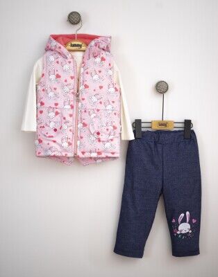 Wholesale Baby Girls 3-Piece Vest Pants and Long Sleeve T-Shirt 6-18M Lummy Baby 2010-9077 Blanced Almond