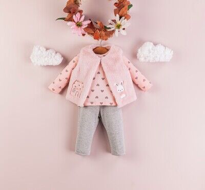 Wholesale Baby Girls 3-Piece Vest Sweater and Leggings Set 6-18M BabyRose 1002-4342 Blanced Almond