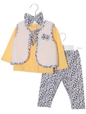 Wholesale Baby Girls 4-Piece Sets With Vest 6-18M Serkon Baby&Kids 1084-M0345 Yellow