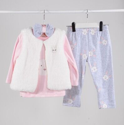 Wholesale Baby Girls 4-Piece Sets With Vest 6-18M Serkon Baby&Kids 1084-M0397 Pink