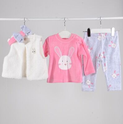 Wholesale Baby Girls 4-Piece Sets With Vest 6-18M Serkon Baby&Kids 1084-M0397 Fuschia