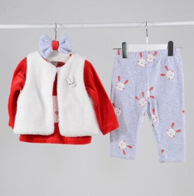 Wholesale Baby Girls 4-Piece Sets With Vest 6-18M Serkon Baby&Kids 1084-M0397 Red