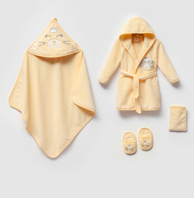 Wholesale Baby Girls 4-Pieces Bathroom Set 0-36M Ramel Kids 1072-703K Yellow