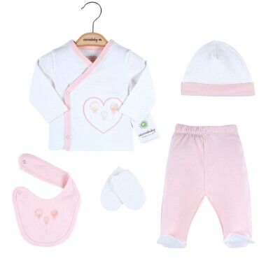 Wholesale Baby Girls 5-Piece Newborn Set 0-3M Ciccimbaby 1043-4686-1 Pink