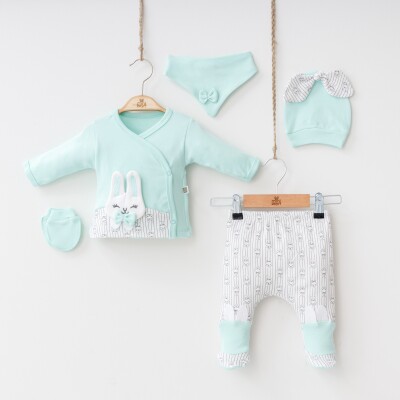 Wholesale Baby Girls 5-Piece Newborn Set 0-3M Minizeyn 2014-7022 Mint Green 