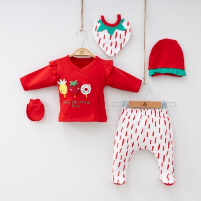 Wholesale Baby Girls 5-Piece Newborn Set 0-3M Minizeyn 2014-7035 Red