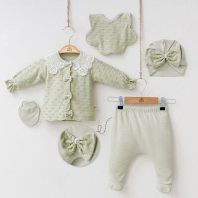 Wholesale Baby Girls 5-Piece Newborn Set 0-3M Minizeyn 2014-7040 Green Almond