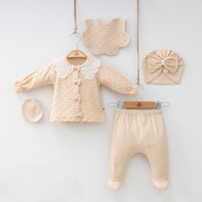 Wholesale Baby Girls 5-Piece Newborn Set 0-3M Minizeyn 2014-7040 Mink