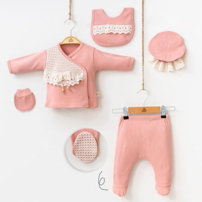 Wholesale Baby Girls 5-Piece Newborn Set 0-3M Minizeyn 2014-7045 Dusty Rose