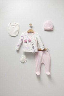 Wholesale Baby Girls 5-Piece Newborn Set 0-3M Tongs 1028-4395 Pink