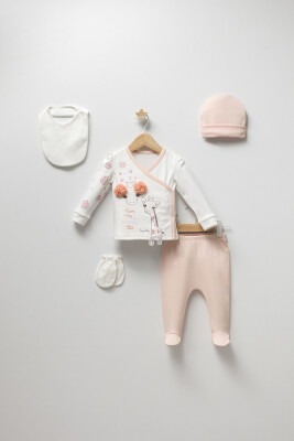 Wholesale Baby Girls 5-Piece Newborn Set 0-3M Tongs 1028-4395 Salmon Color 