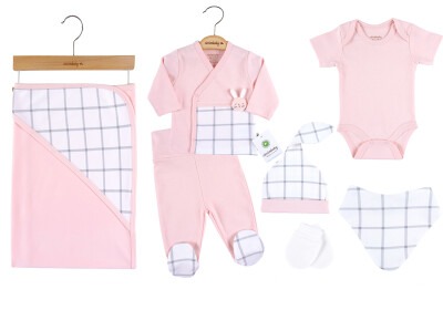 Wholesale Baby Girls 7-Piece Newborn Set 0-3M Ciccimbaby 1043-4866 Pink