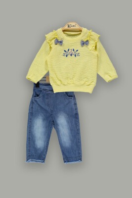 Wholesale Baby Girls Denim Pants and Body 9-24M Kumru Bebe 1075-3946 Yellow