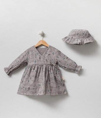 Wholesale Baby Girls Dress and Hat Set 6-18M Minicorn 2018-2339 Gray