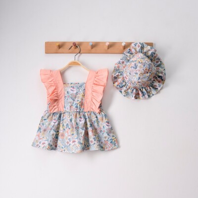 Wholesale Baby Girls Dress and Hat Set 9-24M Tofigo 2013-7313 Salmon Color 