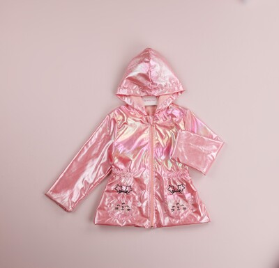 Wholesale Baby Girls Hooded Raincoat 9-24M BabyRose 1002-8425 Salmon Color 