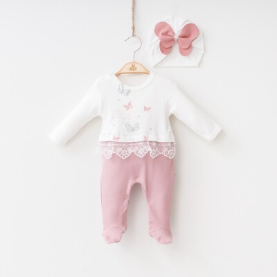 Wholesale Baby Girls Jumpsuit and Hat Set 0-9M Minizeyn 2014-3001 Dusty Rose