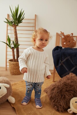 Wholesale Baby Girls Knitwear Ribbed Sweater 3-12M Patique 1061-21064 Ecru
