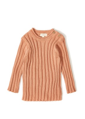 Wholesale Baby Girls Knitwear Ribbed Sweater 3-12M Patique 1061-21064 Dusty Rose