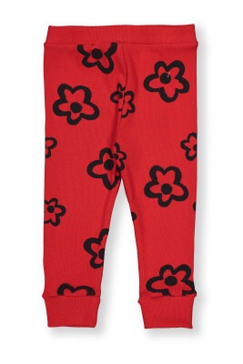Wholesale Baby Girls Leggings with Flower Printed 6-24M Divonette 1023-2180-1 Red