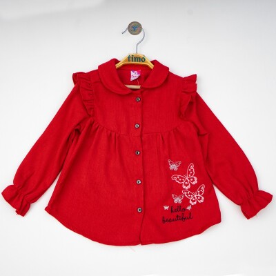 Wholesale Baby Girls Long Sleeve Shirt 6-24M Timo 1018-T4KDÜ012223221 Vermilon