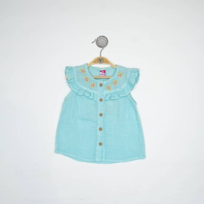 Wholesale Baby Girls Muslin Shirt 6-24M Timo 1018-TKDÜ012228611 Green