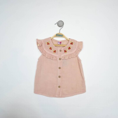 Wholesale Baby Girls Muslin Shirt 6-24M Timo 1018-TKDÜ012228611 Salmon Color 