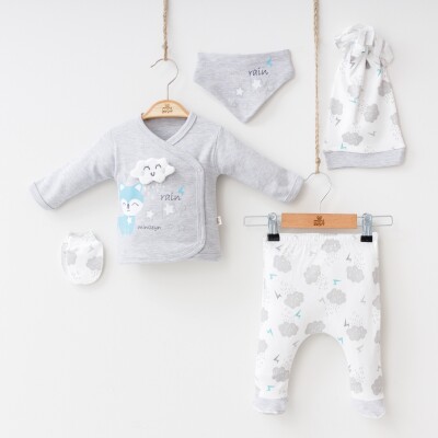 Wholesale Baby Girls Newborn 5-Piece Body Pants Bib Headband and Gloves Set 0-3M Minizeyn 2014-7015 - Minizeyn (1)