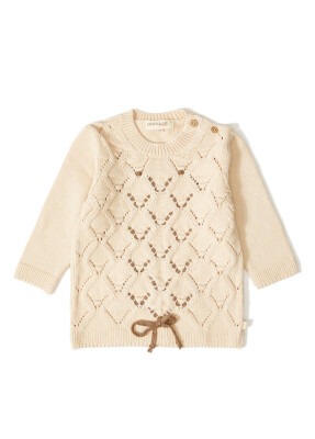 Wholesale Baby Girls Organic Cotton Knitwear Sweater 12-36M Patique 1061-21058-1 Beige