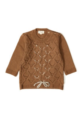 Wholesale Baby Girls Organic Cotton Knitwear Sweater 3-12M Patique 1061-21058 Brown