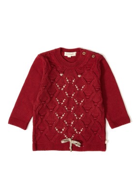 Wholesale Baby Girls Organic Cotton Knitwear Sweater 3-12M Patique 1061-21058 Claret Red