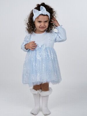 Wholesale Baby Girls Party Wear Dress 6-24M Serkon Baby&Kids 1084-M0598 Blue