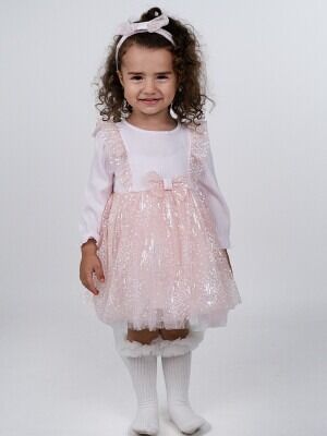 Wholesale Baby Girls Party Wear Dress 6-24M Serkon Baby&Kids 1084-M0598 Pink