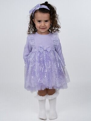 Wholesale Baby Girls Party Wear Dress 6-24M Serkon Baby&Kids 1084-M0598 Lilac