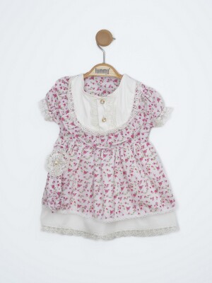 Wholesale Baby Girls Patterned Dress 3-12M Lummy Baby 2010-5125 Pink