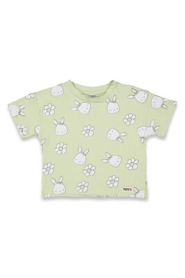 Wholesale Baby Girls Patterned T-Shirt 6-18M Tuffy 1099-9014 Water green